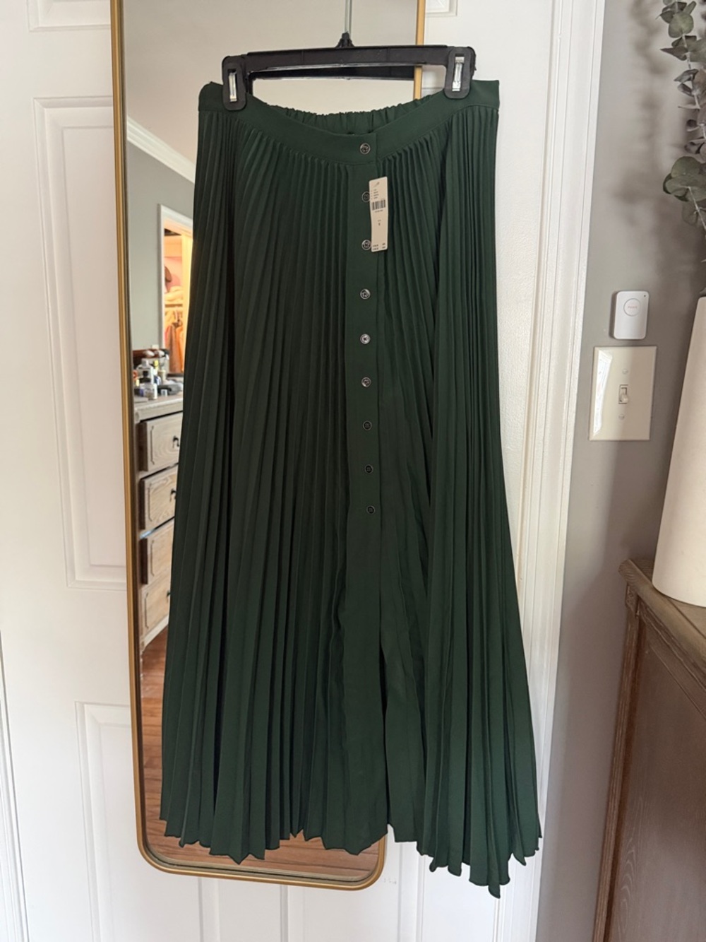 Maeve Pleated Button-Front Midi Skirt - Dark Green